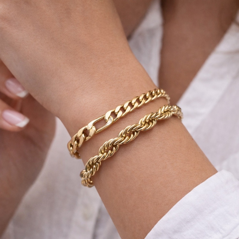 Elegant 14k Gold Plated Bracelet Set